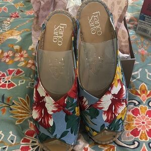 Franco Sarto Women's Floral Blue Sandals